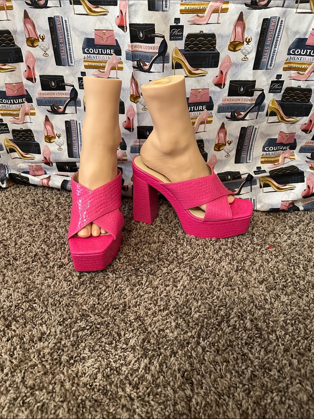 Jessica Simpson Hot Pink Crisscross Platform Heels